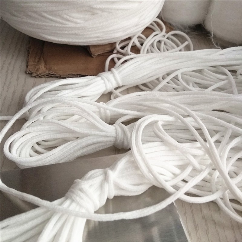 Stock bulk round 3mm face mask ear loop material earloop elastic rope for face mask